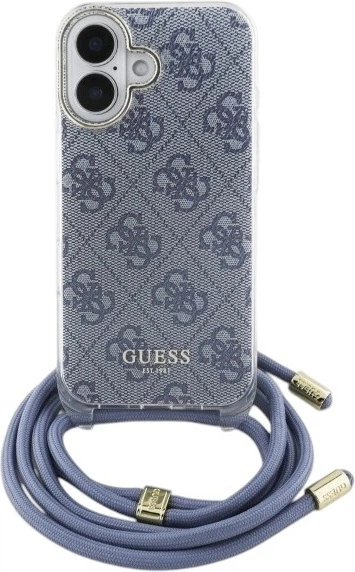 Etui Guess Crossbody Cord 4G Print do Apple iPhone 16 Blue (GUHCP16SHC4SEB) - obraz 1