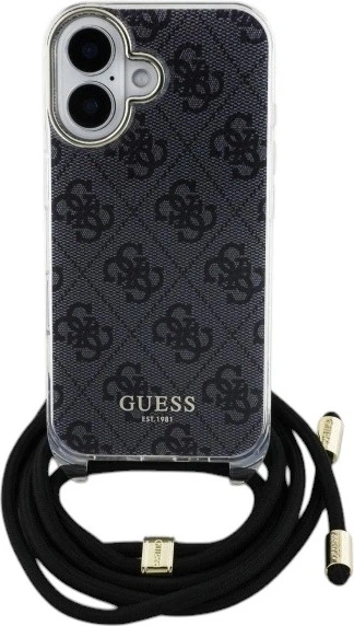 Etui Guess Crossbody Cord 4G Print do Apple iPhone 16 Black (GUHCP16SHC4SEK) - obraz 1