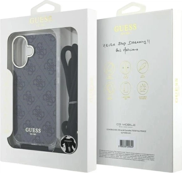 Etui Guess Crossbody Cord 4G Print do Apple iPhone 16 Black (GUHCP16SHC4SEK) - obraz 7