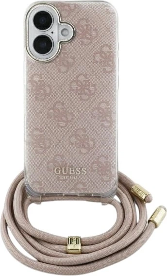 Etui Guess Crossbody Cord 4G Print do Apple iPhone 16 Pink (GUHCP16SHC4SEP) - obraz 1