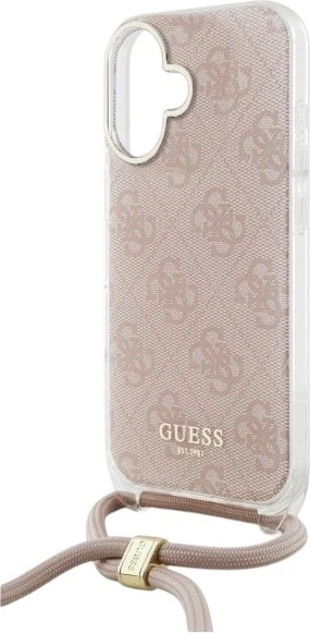 Etui Guess Crossbody Cord 4G Print do Apple iPhone 16 Pink (GUHCP16SHC4SEP) - obraz 5