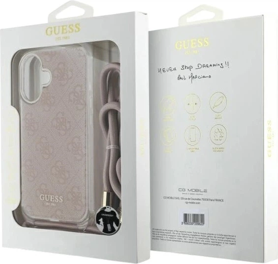 Etui Guess Crossbody Cord 4G Print do Apple iPhone 16 Pink (GUHCP16SHC4SEP) - obraz 6