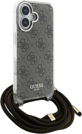 Etui Guess Crossbody Cord 4G Print do Apple iPhone 16 Brown (GUHCP16SHC4SEW) - obraz 3