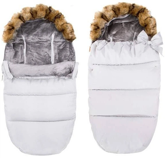 Конверт Springos SB0005 4 в 1 з хутром для коляски санок гондоли 90 см Світло сірий (5903021932686) - зображення 7