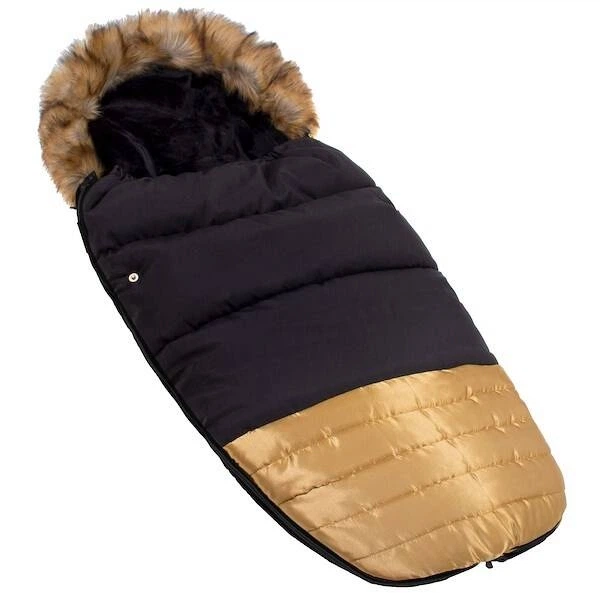 Конверт Springos SB0019 4 в 1 з хутром для коляски санок гондоли 90 см Золотий чорний (5907719410371) - зображення 6