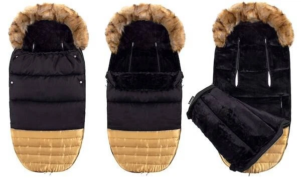 Конверт Springos SB0019 4 в 1 з хутром для коляски санок гондоли 90 см Золотий чорний (5907719410371) - зображення 9