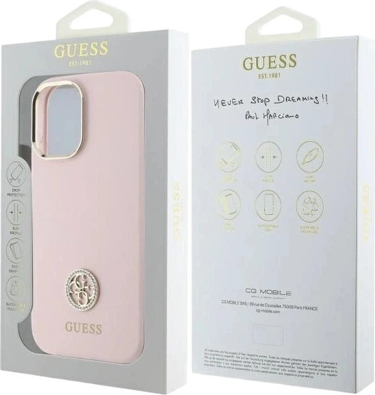 Панель Guess Silicone Logo Strass 4G для Apple iPhone 16 Light Pink (GUHCP16SM4DGPP) - зображення 8