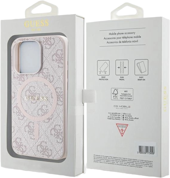 Панель Guess 4G Collection Leather Metal Logo MagSafe для Apple iPhone 14 Pro Max Pink (3666339226732) - зображення 8
