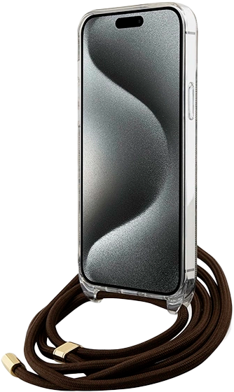Etui Guess Crossbody Cord 4G Print do Apple iPhone 13/14/15 Brown (3666339148065) - obraz 1
