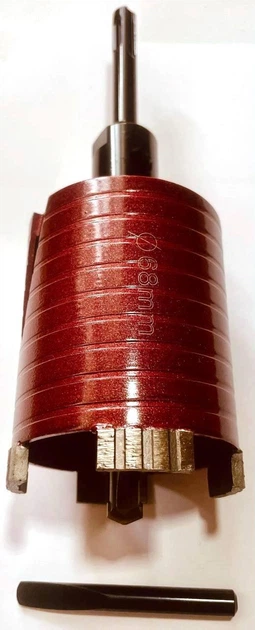 169 Коронка Craft алмазная turbo segment, Ø 68 мм, с хвостовиком и сверлом SDS Бетон 4 сегмента - изображение 4