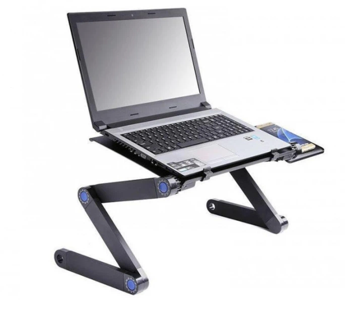 Столик трансформер раскладной Laptop Table T8 с вентилятором и активным охлаждением, регулируемый портативный столик для ноутбука с подставкой для мыши - изображение 8