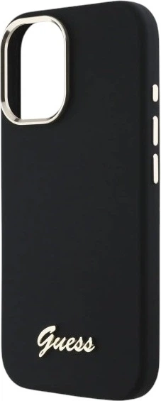 Панель Guess Silicone Script Metal Logo & Frame для Apple iPhone 16 Black (GUHCP16SSMBSLK) - зображення 6