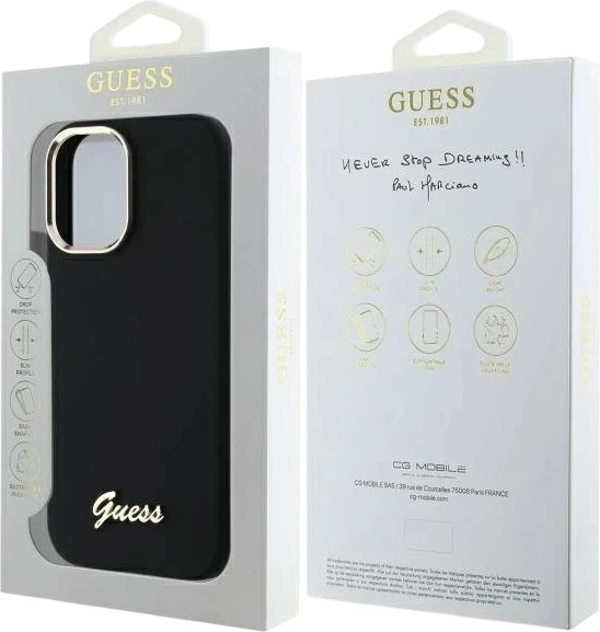 Панель Guess Silicone Script Metal Logo & Frame для Apple iPhone 16 Black (GUHCP16SSMBSLK) - зображення 8