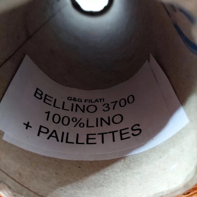 Італійська бобінна пряжа льон з паєткою G&G Filati Bellino. Гарбузовий - изображение 5