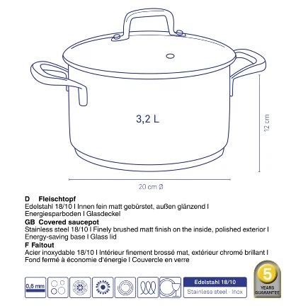Каструля з кришкою Kela Flavoria 20 см 3.2 л (4025457101755) - зображення 3