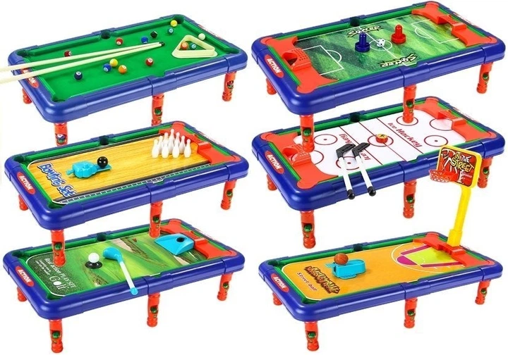 Stół do gry LEAN Toys z wymiennymi planszami 6 w 1 (5905884458167) - obraz 2