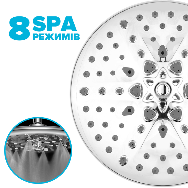 Лейка для верхнего душа DROP W-SPA8F-MULTI250 "Туман" + "Кислородный спрей" с 8 SPA потоками - изображение 2