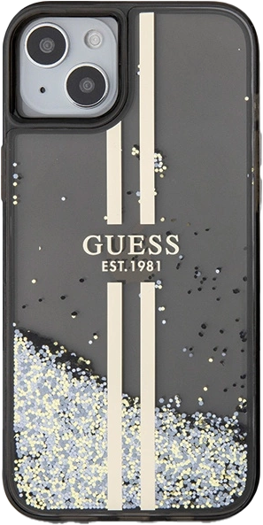 Панель Guess Liquid Glitter Gold Stripes для Apple iPhone 13/14/15 Black (3666339223526) - зображення 3