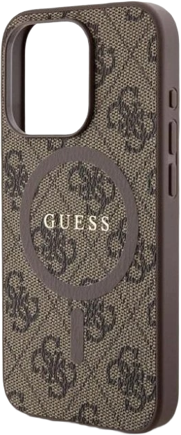 Etui plecki Guess 4G Collection Leather Metal Logo MagSafe do Apple iPhone 15 Pro Brown (3666339226480) - obraz 5