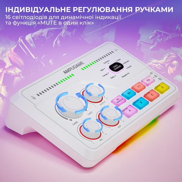 Микшерный пульт Fifine gaming sound card (SC8W) White - изображение 9
