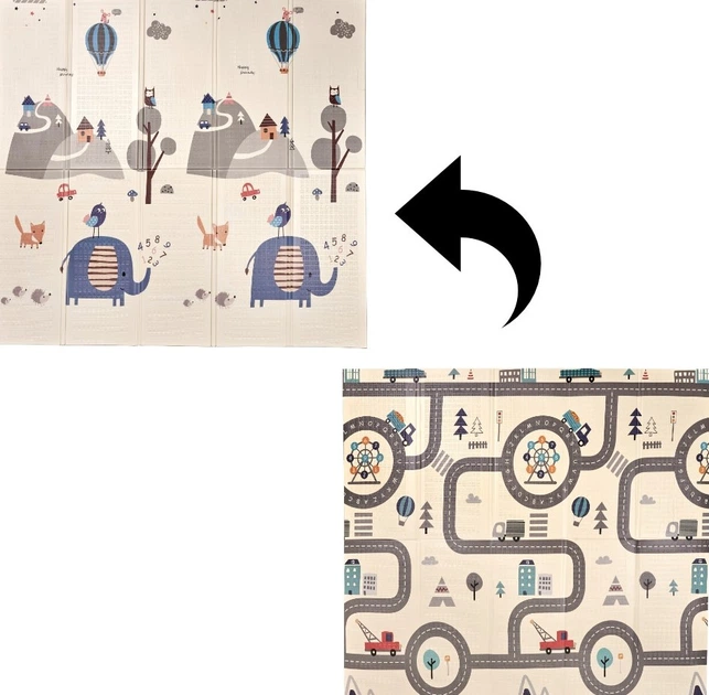 Mata piankowa edukacyjna KIK dwustronna skladana slonie las 180 x 200 cm (KX4503_4) (5903039745360) - obraz 2