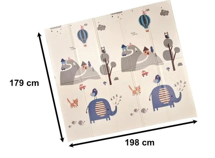 Mata piankowa edukacyjna KIK dwustronna skladana slonie las 180 x 200 cm (KX4503_4) (5903039745360) - obraz 3