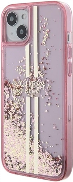 Панель Guess Liquid Glitter Gold Stripes для Apple iPhone 15 Plus/14 Plus Pink (GUHCP15MLFCSEGP) - зображення 2