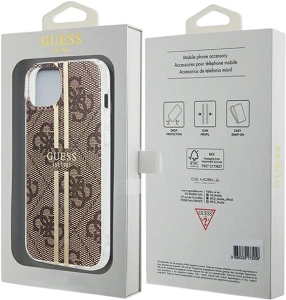 Панель Guess IML 4G Gold Stripe для Apple iPhone 15 Plus/14 Plus Brown (GUHCP15MH4PSEGW) - зображення 8
