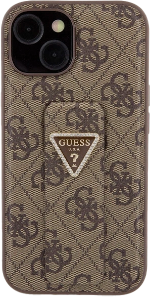 Etui Guess Grip Stand 4G Triangle Strass do Apple iPhone 13/14/15 Brown (3666339197438) - obraz 3