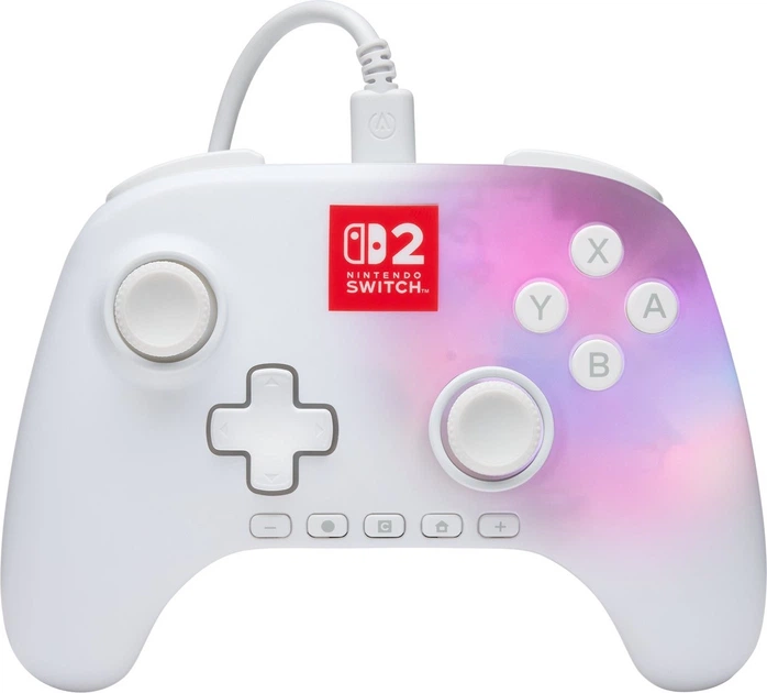 Kontroler PowerA Advantage Wired Controller for Nintendo Switch 2 with Lumectra White (NSGP0524-01) - obraz 2