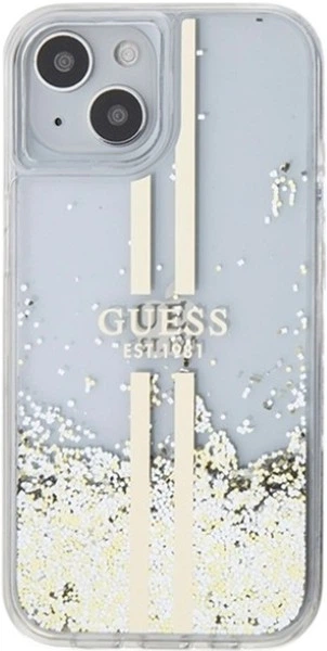 Панель Guess Liquid Glitter Gold Stripes для Apple iPhone 15 Plus/14 Plus Transparent (GUHCP15MLFCSEGT) - зображення 3
