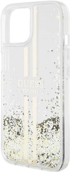 Панель Guess Liquid Glitter Gold Stripes для Apple iPhone 15 Plus/14 Plus Transparent (GUHCP15MLFCSEGT) - зображення 6
