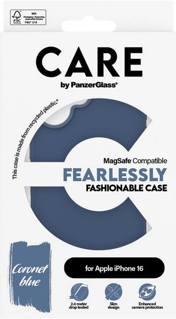 Etui Panzer Glass CARE Fearlessly Fashionable Case MagSafe do Apple iPhone 16 Blue (5715685004476) - obraz 4
