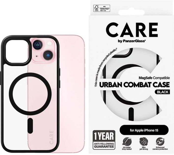Etui Panzer Glass CARE Flagship Urban Combat Case MagSafe do Apple iPhone 15 Black (5715685005602) - obraz 3