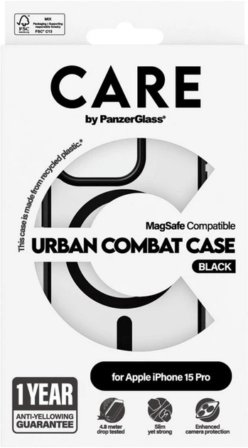 Etui Panzer Glass CARE Flagship Urban Combat Case MagSafe do Apple iPhone 15 Pro Black (5715685005619) - obraz 3