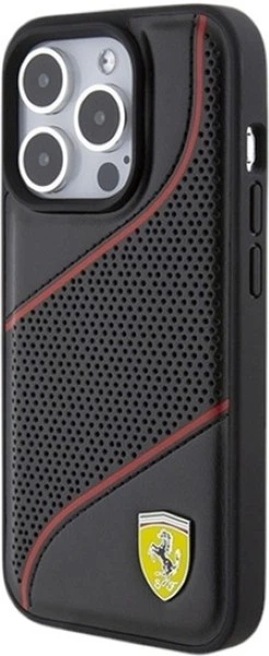 Etui Ferrari Perforated Waves Metal Logo do Apple iPhone 15 Pro Black (FEHCP15LPWAK) - obraz 2