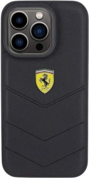 Etui Ferrari Quilted Metal Logo do Apple iPhone 15 Pro Black (FEHCP15LRDUK) - obraz 3