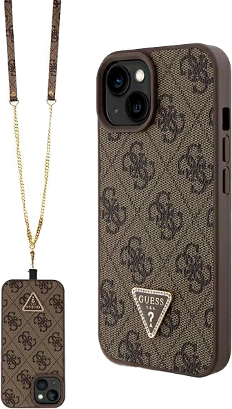 Etui plecki Guess Crossbody 4G Metal Logo do Apple iPhone 13/14/15 Brown (3666339146900) - obraz 1