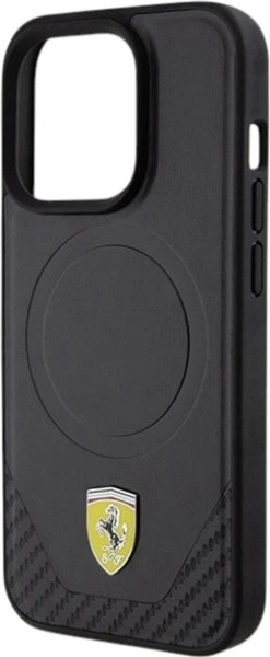Etui Ferrari Carbon Metal Logo MagSafe do Apple iPhone 15 Pro Black (FEHMP15LPTEK) - obraz 6