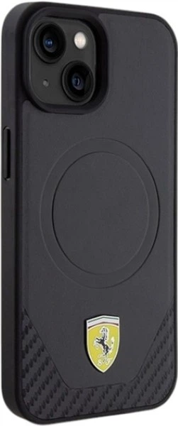 Etui Ferrari Carbon Metal Logo MagSafe do Apple iPhone 15/14/13 Black (FEHMP15SPTEK) - obraz 4