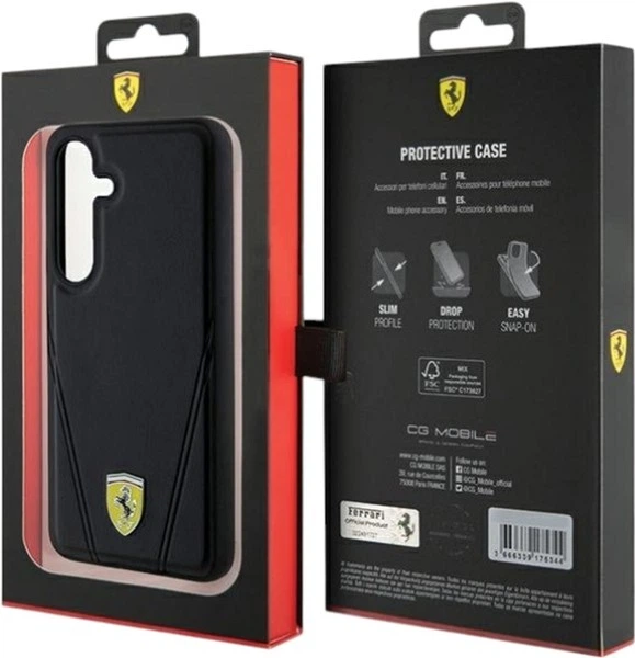 Etui Ferrari Hot Stamp V Lines MagSafe do Samsung Galaxy S24 Black (FEHMS24SP3BAK) - obraz 8