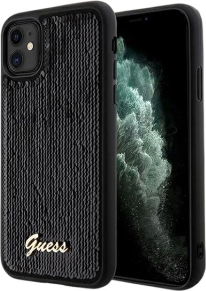 Etui Guess Sequin Script Metal do Apple iPhone 11/Xr Black (GUHCN61PSFDGSK) - obraz 1