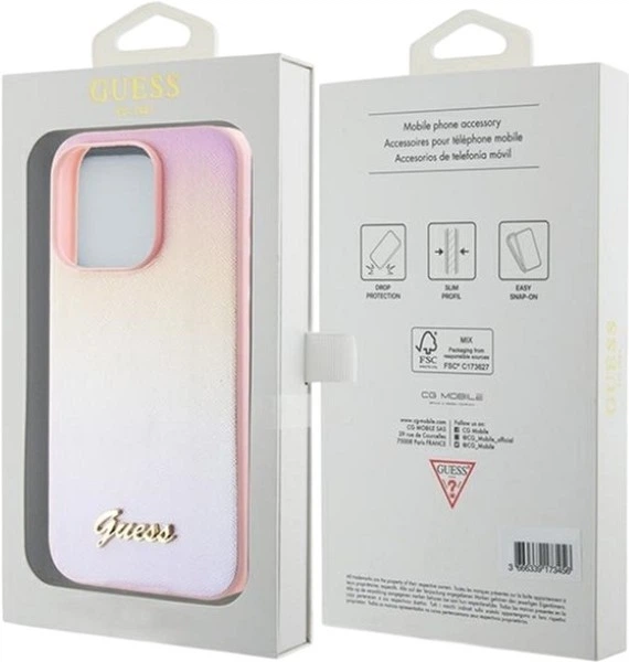 Etui Guess Saffiano Iridescent Script do Apple iPhone 14 Pro Pink (GUHCP14LPSAIRSP) - obraz 8