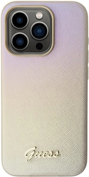 Панель Guess Saffiano Iridescent Script для Apple iPhone 14 Pro Max Gold (GUHCP14XPSAIRSD) - зображення 3