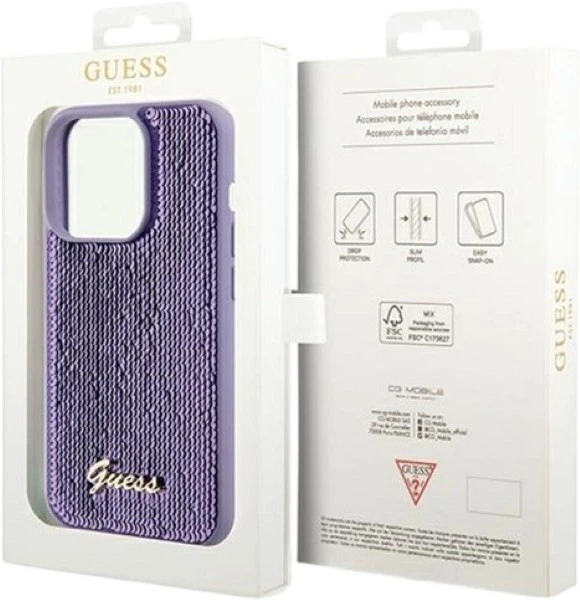 Панель Guess Sequin Script Metal для Apple iPhone 14 Pro Max Purple (GUHCP14XPSFDGSU) - зображення 8