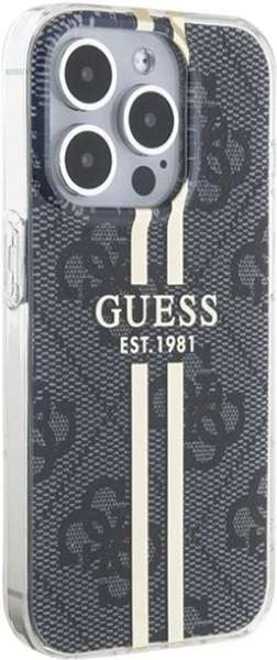 Панель Guess IML 4G Gold Stripe для Apple iPhone 15 Pro Black (GUHCP15LH4PSEGK) - зображення 4