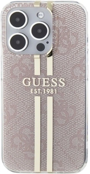 Панель Guess IML 4G Gold Stripe для Apple iPhone 15 Pro Pink (GUHCP15LH4PSEGP) - зображення 3