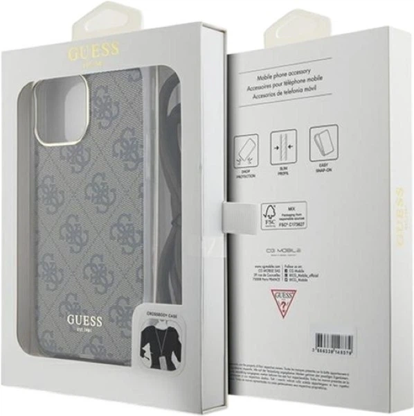 Etui Guess Crossbody Cord 4G Print do Apple iPhone 15 Pro Brown (GUHCP15LHC4SEW) - obraz 7