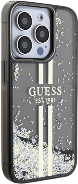 Панель Guess Liquid Glitter Gold Stripes для Apple iPhone 15 Pro Black (GUHCP15LLFCSEGK) - зображення 4