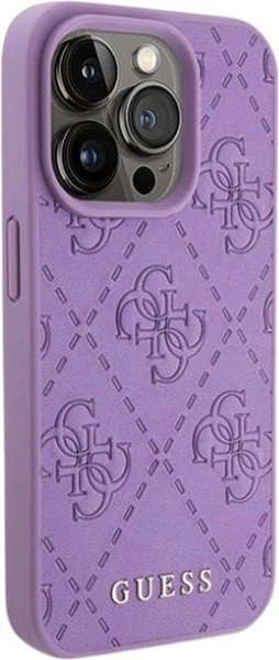 Панель Guess Leather 4G Stamped для Apple iPhone 15 Pro Light Purple (GUHCP15LP4EPMU) - зображення 4